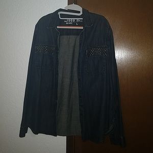 Gap 1969 dark blue jean studded shirt